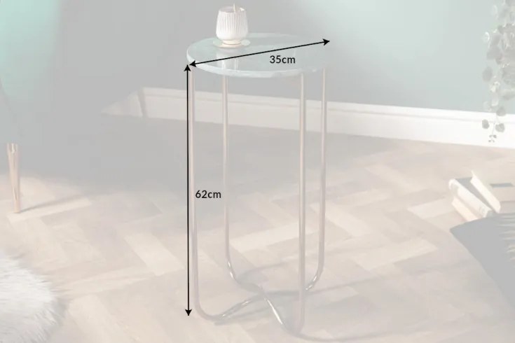 Príručný stolík Noble I 35cm mramor zelené zlato