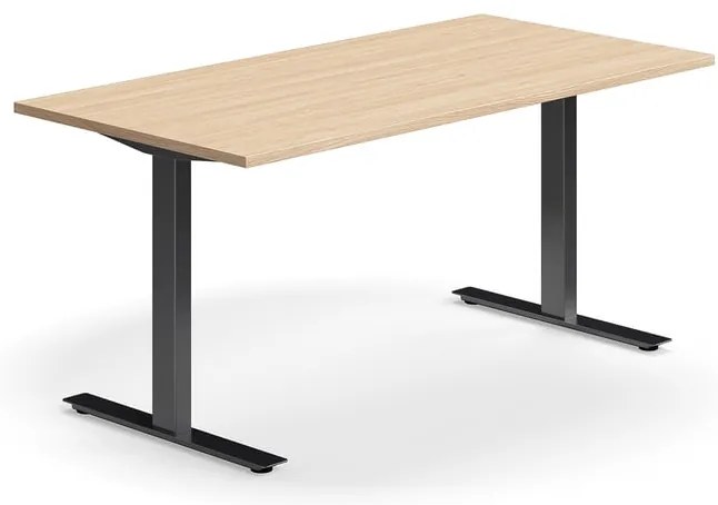 Kancelársky stôl QBUS, rovný, 1600x800 mm, T-rám, čierny rám, dub
