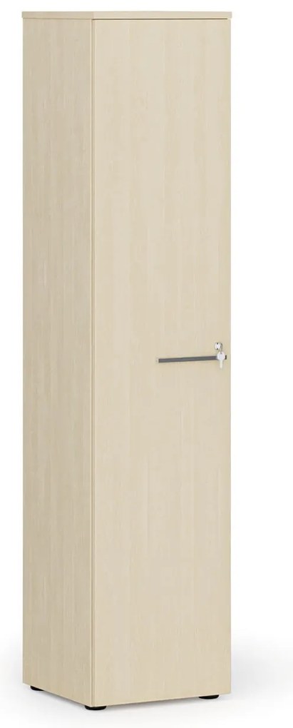 Úzka kancelárska skriňa PRIMO WOOD, 1781 x 400 x 420 mm, breza