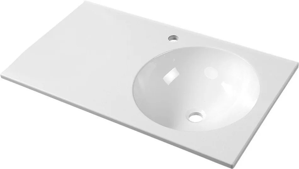 Sapho Sapho, JUNO umývadlo 80x15x47cm, liaty mramor, biela, pravé, JU081