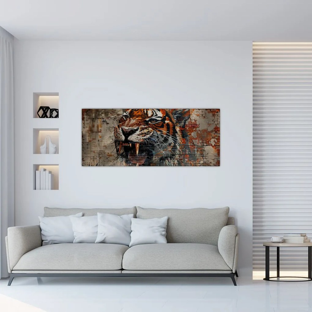 Obraz - Tiger z tehál (120x50 cm)