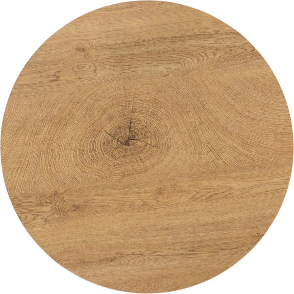 Okrúhly konferenčný stolík Liviano - 80 cm s kovovými nohami - prírodný dub / čierny