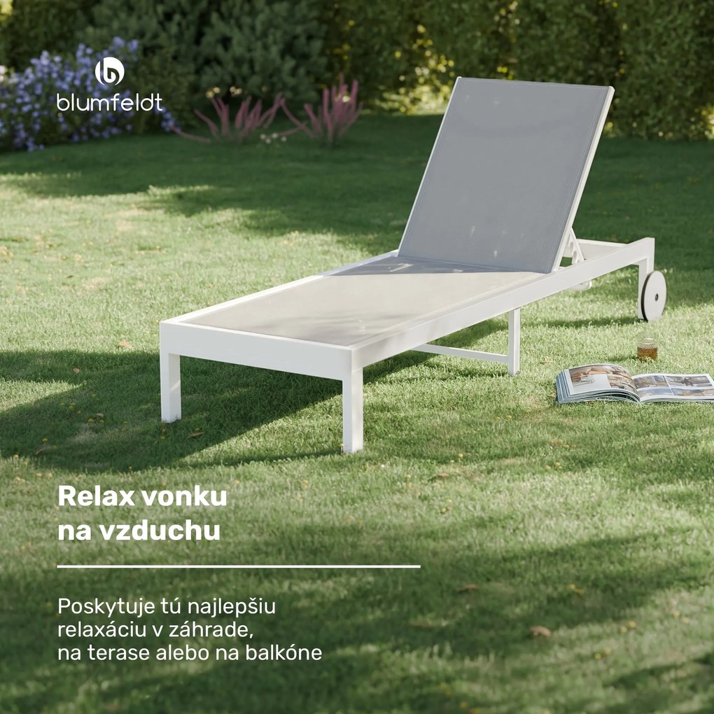 Blumfeldt Lucca Lounge ležadlo, nosnosť 120 kg, 5-stupňové, vodoodpudivé