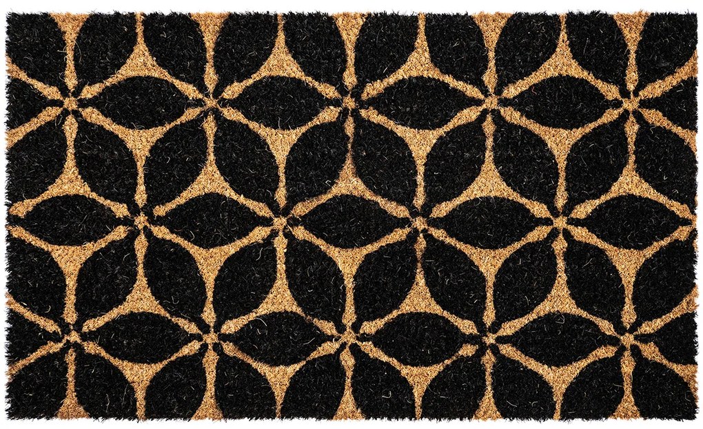 Trade Concept Kokosová rohožka Kvetiny čierna, 43 x 73 cm