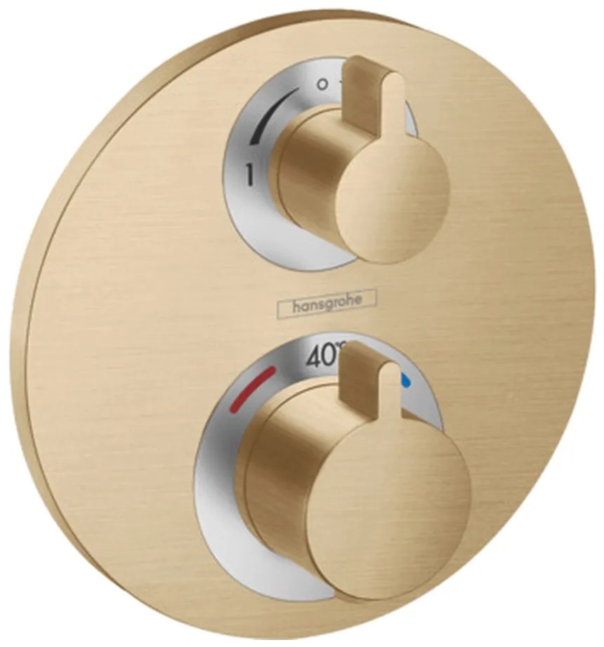 Hansgrohe Ecostat S, termostatická batéria pod omietku na 2 spotrebiče, kefovaný bronz, HAN-15758140