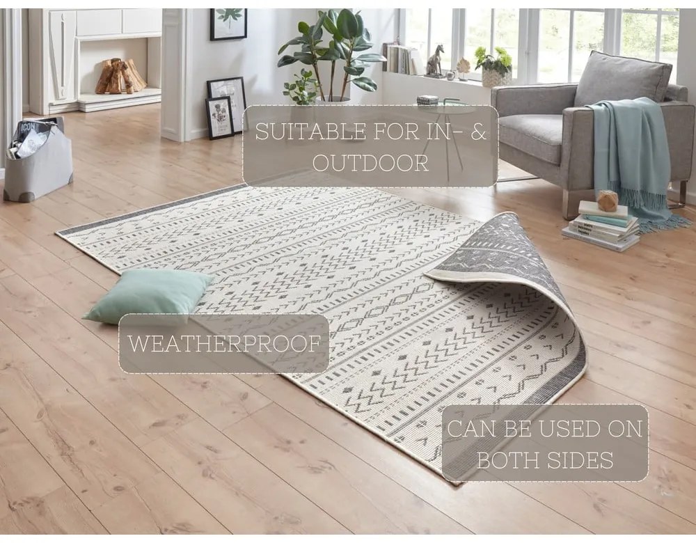 Sivo-krémový vonkajší koberec NORTHRUGS Kuba, 150 x 80 cm
