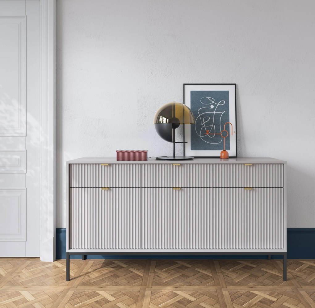 Komoda Nova 154 cm sivá/čierna