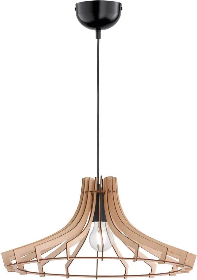 Hnedé závesné svietidlo z dreva a kovu Trio Wood, výška 150 cm