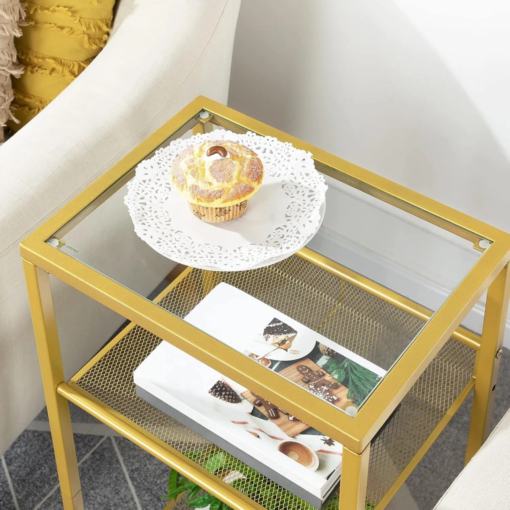 Odkladací stolík Vasagle Nortia 40 cm číry/zlatý