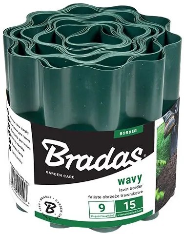 Bradas Plastový obrubník vlnitý 10cmx9m green