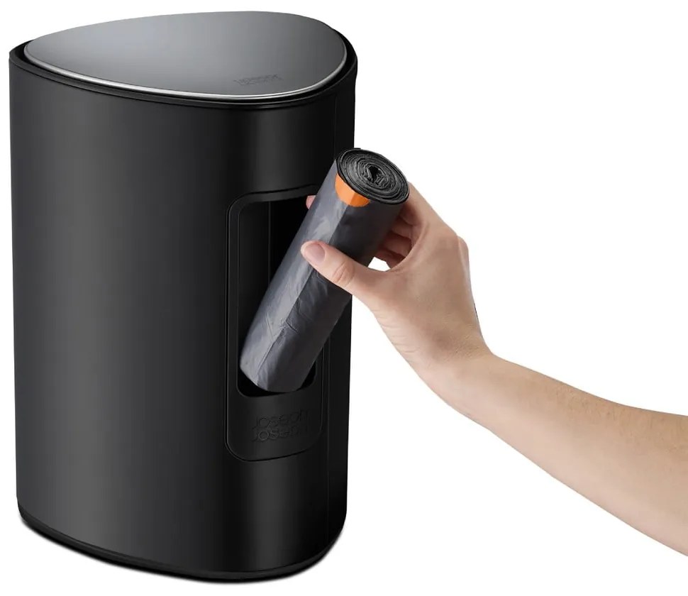 Matne čierny nášľapný oceľový odpadkový kôš 5 l EasyStore Luxe – Joseph Joseph