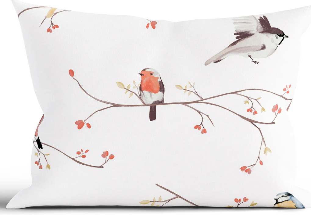 Bavlnená obliečka na vankúš Renforcé 50 × 70 cm - Vtáčiky