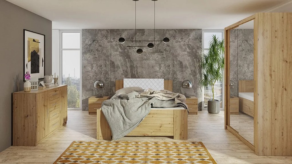 Spálňa Kler II, Farby: biela / biely + ekokoža soft 011 pik