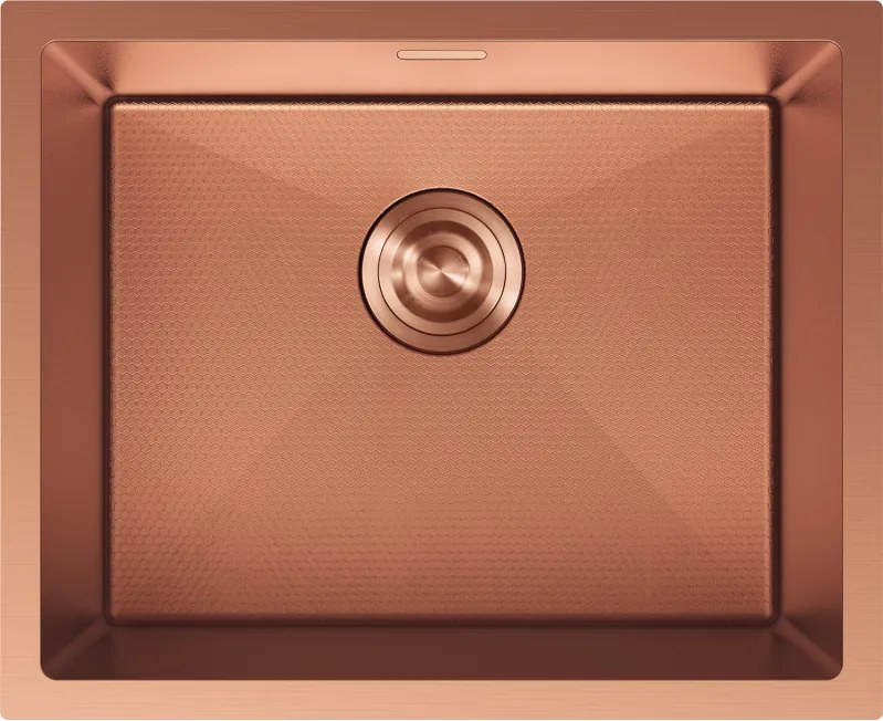 Mexen Trixo, 1-komorový nerezový drez 540 x 440 mm, medená matná, vzor voština, 6414541000-65HC