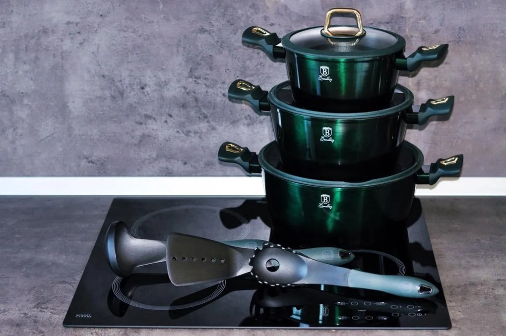 Nepriľnavá sada hrncov 17 ks, Metallic Line Emerald BerlingerHaus