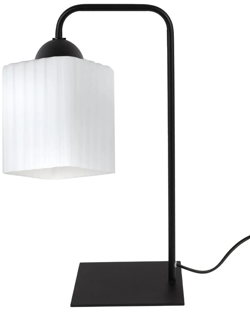 Stolná lampa Riffle Square, 1x biele sklenené tienidlo, b