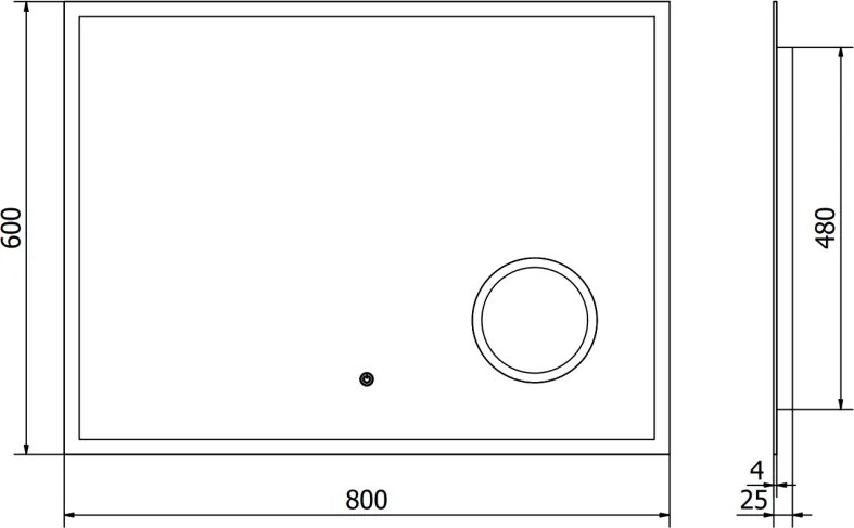 Mexen Kala, LED kúpeľňové zrkadlo s podsvietením a kozmetickým zrkadlom 80 x 60 cm, 6000K, ochrana proti zahmlievaniu, 9820-080-060-611-00