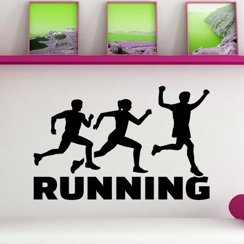 Veselá Stena Samolepka Running Farba: modrá, Veľkosť: 40 x 32 cm