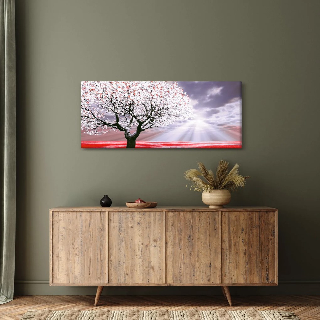 Červený obraz stromu (120x50 cm)