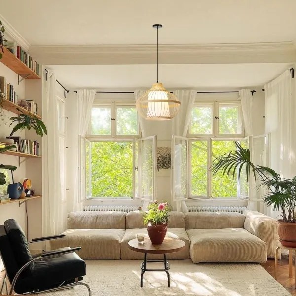 Immax 08256L - Luster na lanku PINCHOS 1xE27/40W/230V pr. 40 cm bambus