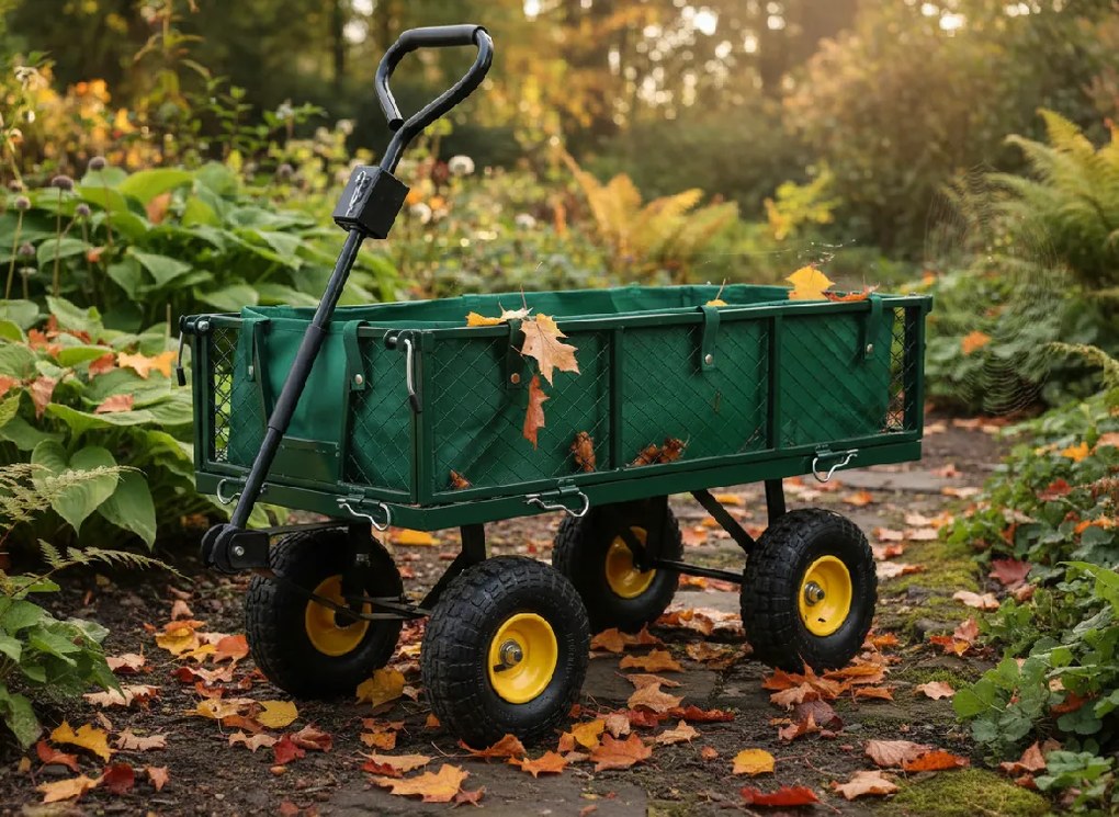 CH Zelený záhradný vozík s odnímateľnými bočnicami Loca M