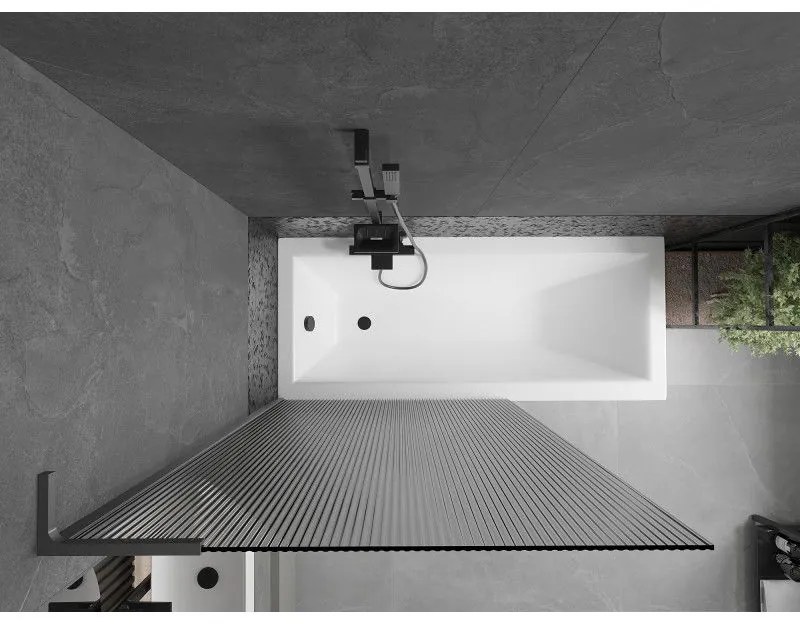 Mexen Next L, 1-krídlová vaňová zástena 100 x 150 cm, 6mm sklo s rebrovým vzorom, grafitový profil, 895-100-000-03-09-95