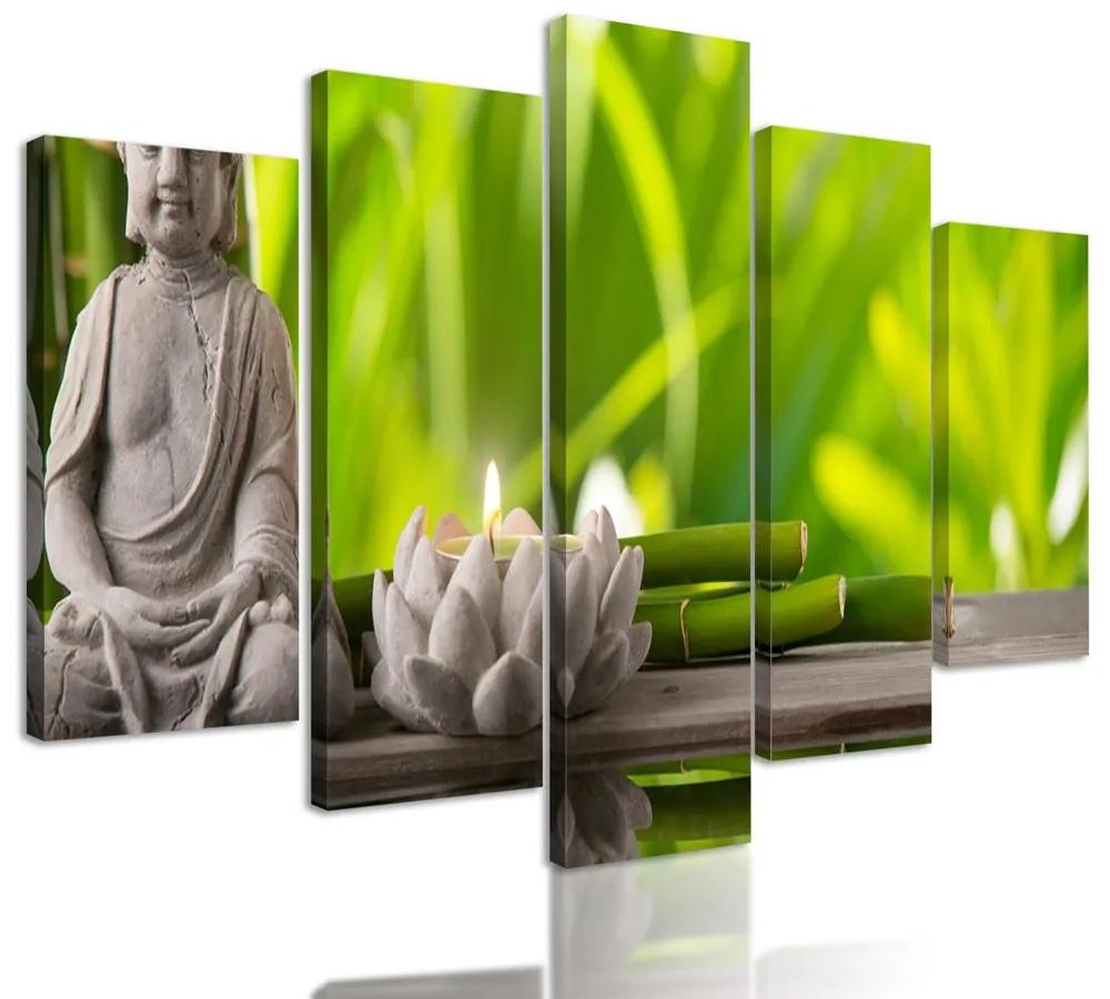 5-dielny obraz wellness zátišie a Budha