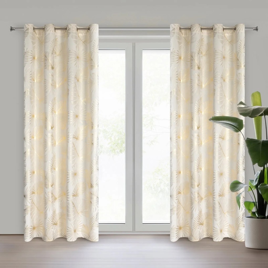 ZATEMŇOVACÍ ZÁVES NA KRÚŽKOCH ARIA 135X250 CM LISTY