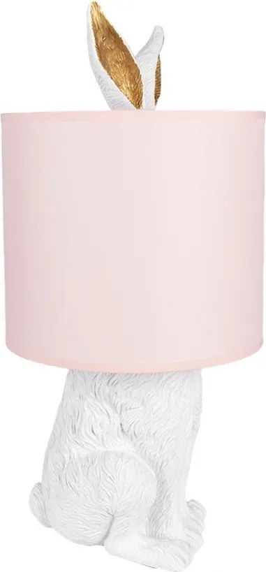 Biela stolná lampa králik s ružovým tienidlom Rabbi - Ø 20*43 cm E27/max 1*60W