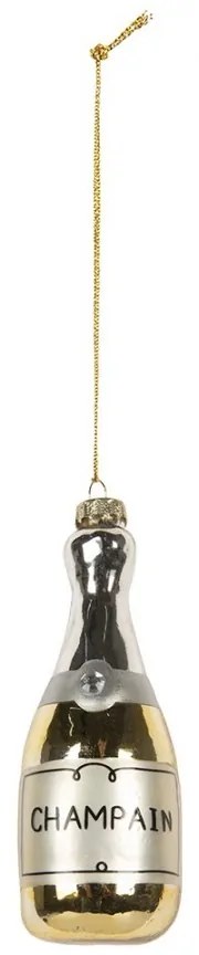 Vianočná sklenená závesná ozdoba fľaša Champain - Ø 5*14 cm