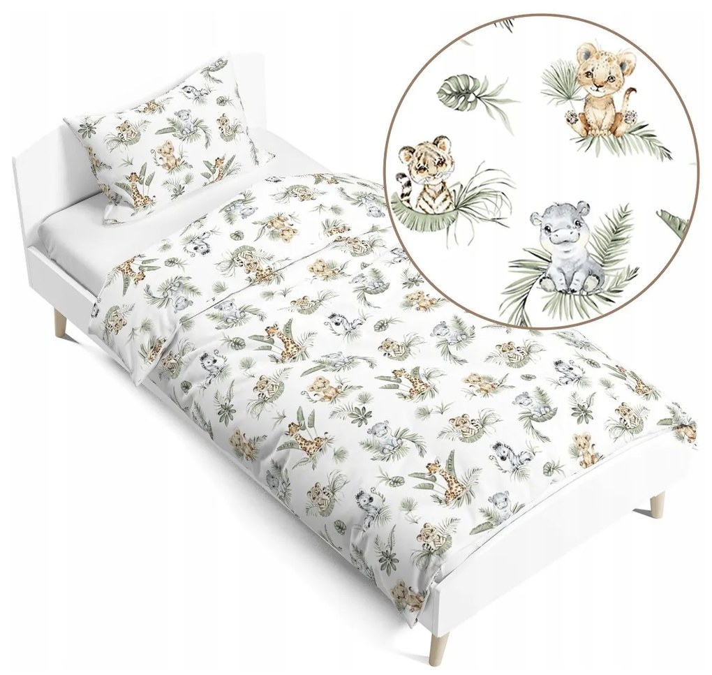 Detské bavlnené obliečky 140x200 cm BABYMAM PREMIUM - Africké zvieratká