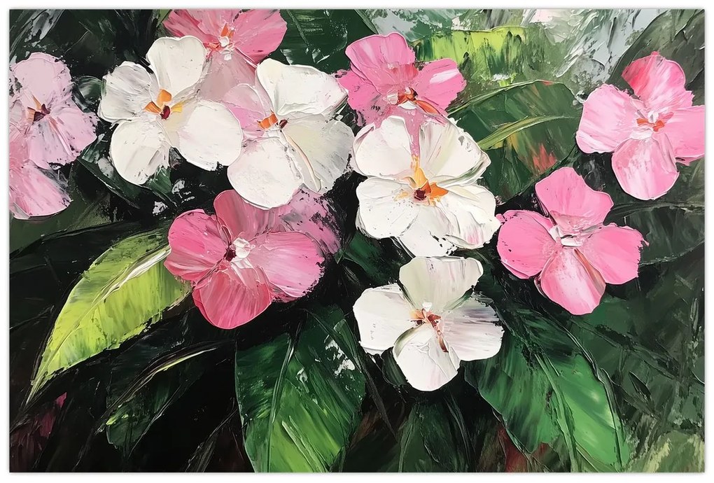 Obraz - Ružové a biele kvety (90x60 cm)