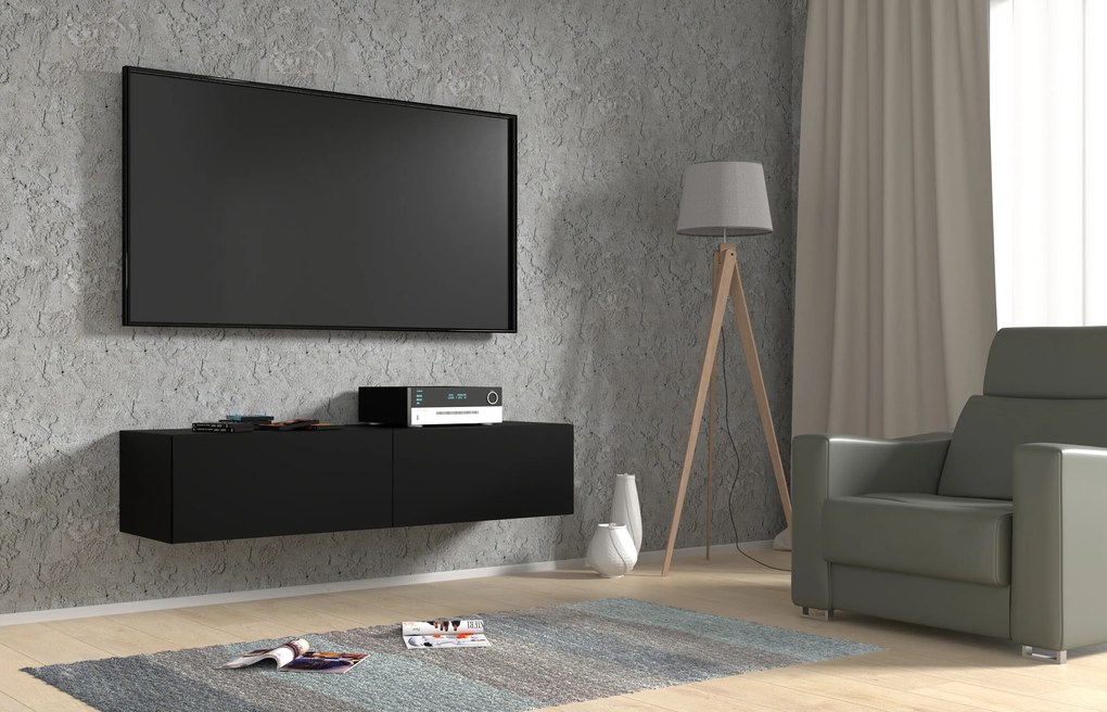 TV stolík/skrinka Banksy 140 (čierna). Akcia -19%. Vlastná spoľahlivá doprava až k Vám domov. 1124900