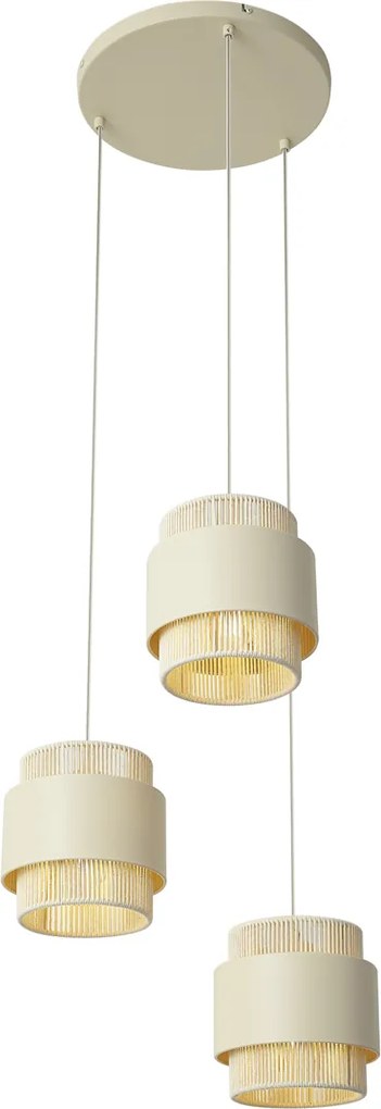 Moderné závesné svietidlo béžové s lanom 3-svetlá - Kora