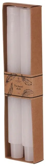 Súprava kónických sviečok, biela, 2 ks, parafín