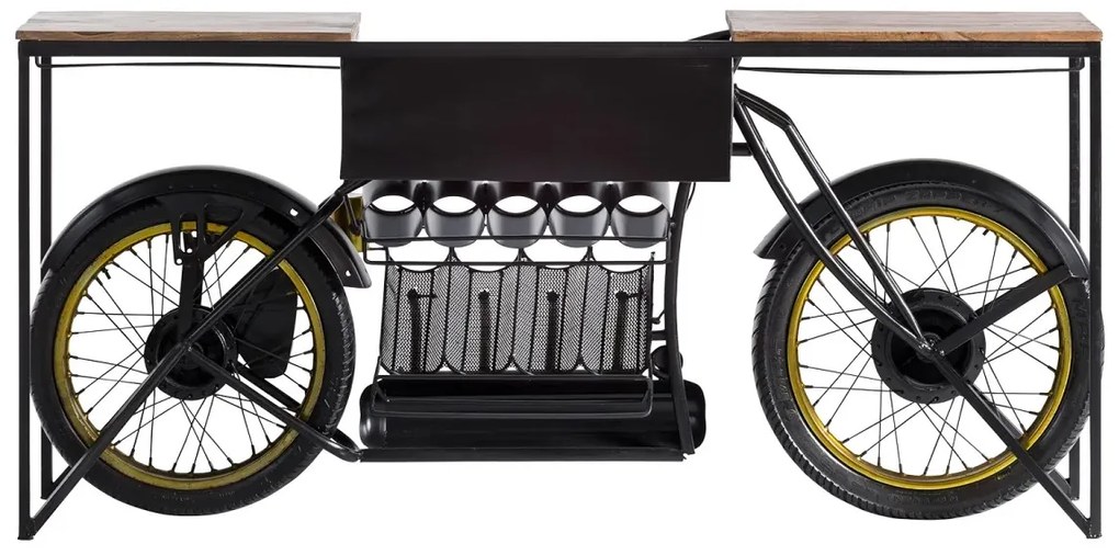 furniture-nabytek.cz - Masivní barový stůl Indian Black z mangového dřeva a kovu, lakovaný, černý – 180×40×85 cm