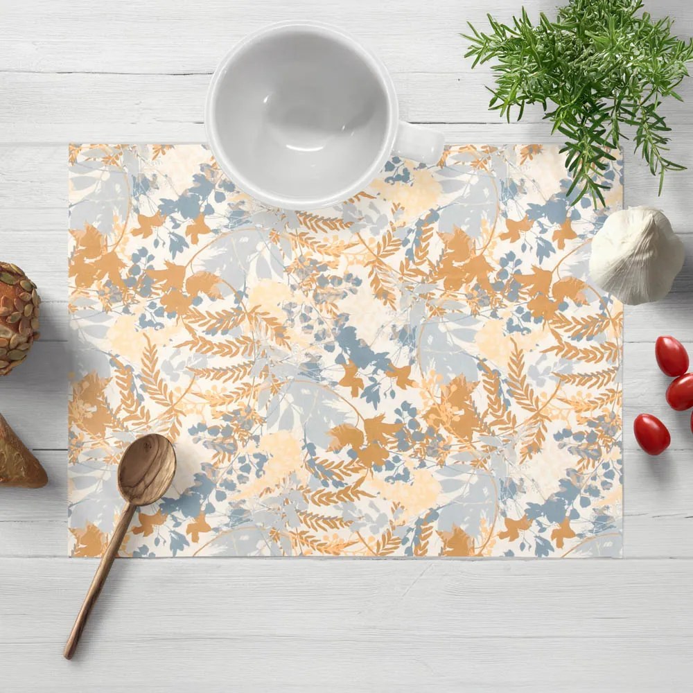 Biante Zamatové prestieranie na stôl Tamara TMR-043 Hnedo-modré designové rastliny 35x45 cm