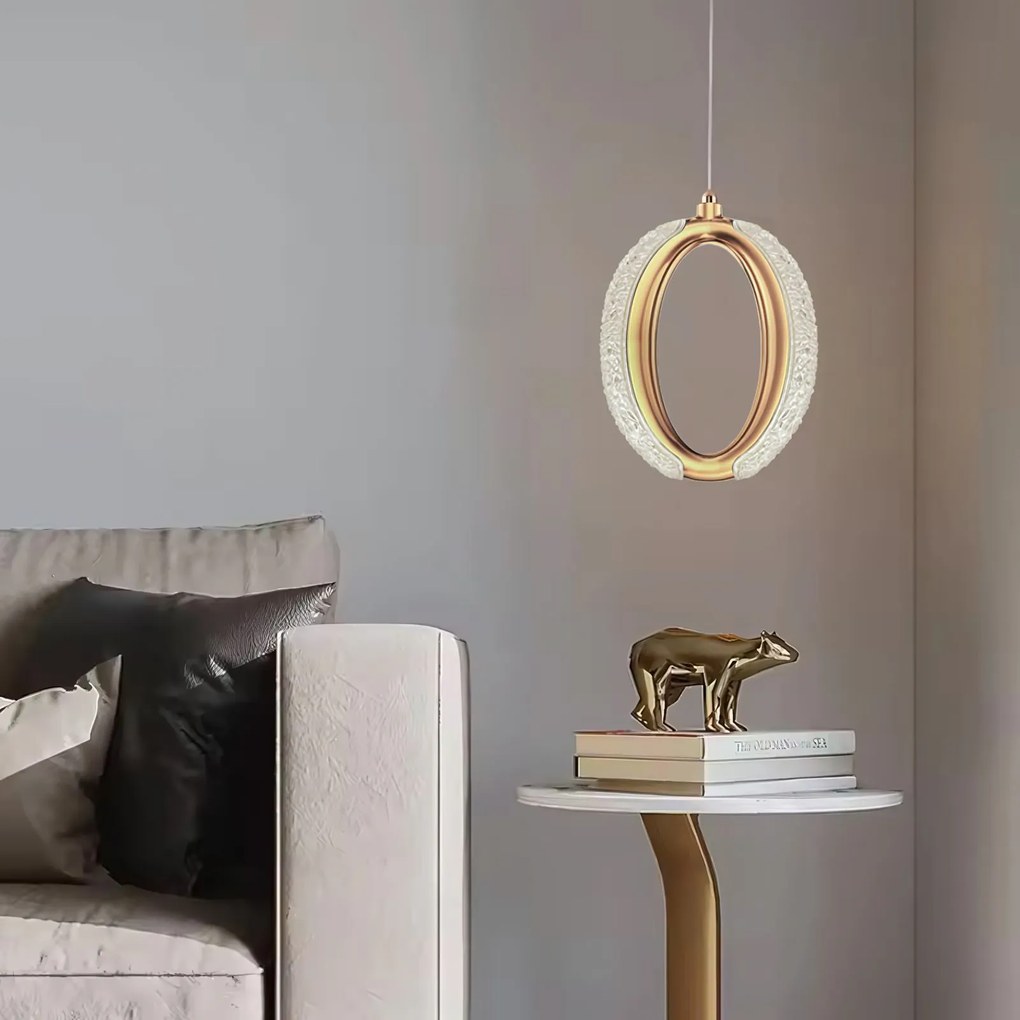 Toolight Toolight, LED krištáľové závesné svietidlo, 7W, 4000K, 500lm, G114-1CP, zlatá, OSW-09709
