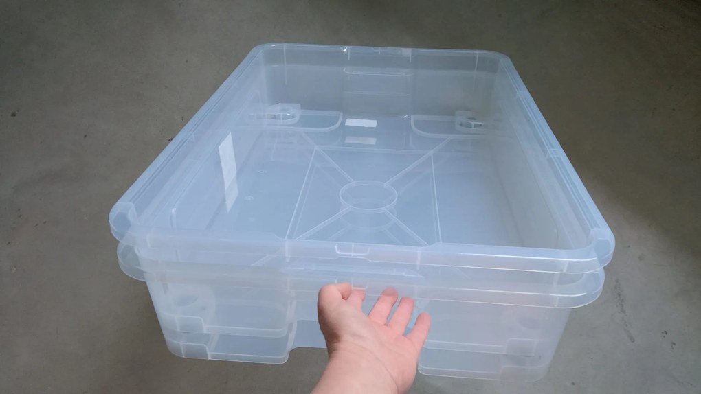 CURVER 2. akosť - Úložný box pod posteľ XXL s vekom a kolieskami DODO BOX 79 x 59 x 17cm (sada 2 ks bez viečka)