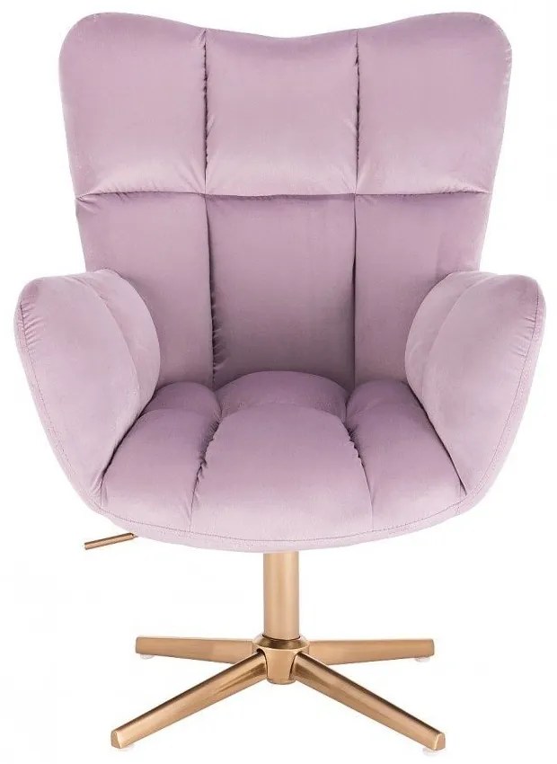 LuxuryForm DESIGN Kreslo AURORA VELUR na zlatom kríži - levanduľa