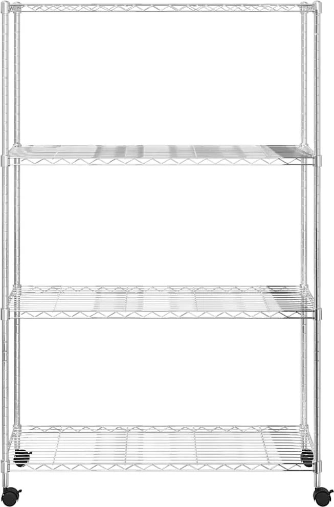 Multidom Regál so 4 policami na kolieskach 90x35x142 cm chrómový 200 kg