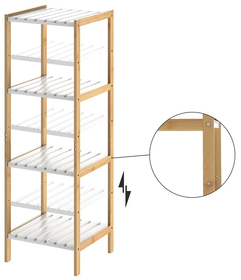 InternetovaZahrada Bambusová polica 110x33x34cm - biela