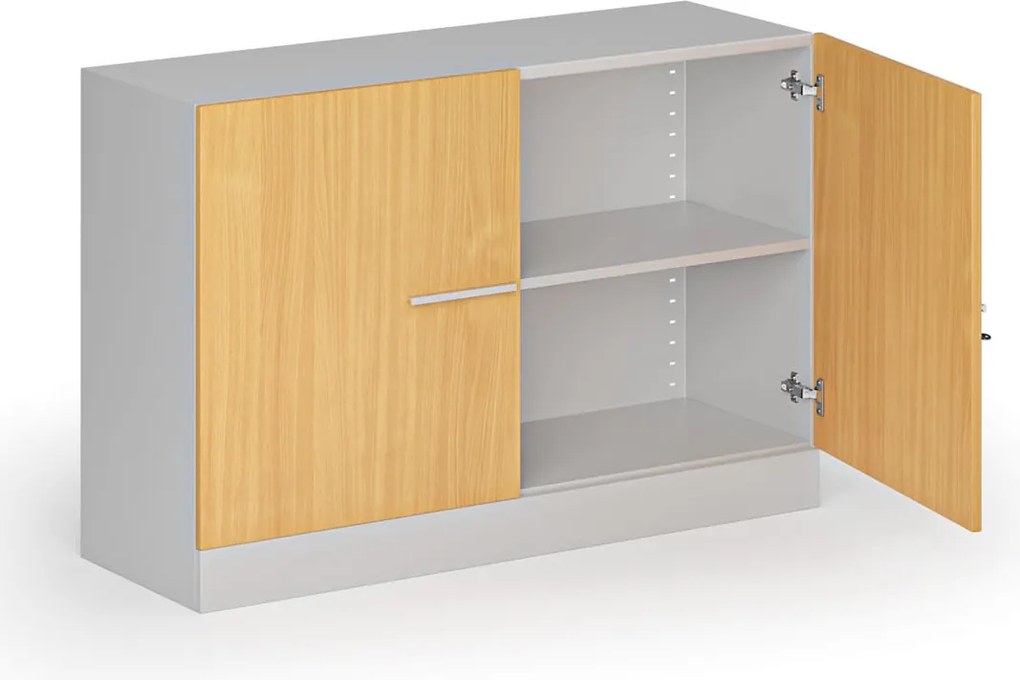 Kovová spisová skriňa s drevenými dverami, demontovaná, 800 x 1200 x 400 mm, buk