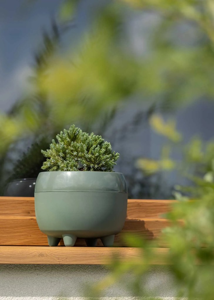 PLASTOVÝ KVETINÁČ BOTANICA SADA 2KS 30X24 CM+23X18,5 CM ZELENÁ