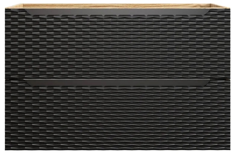 Závesná skrinka pod umývadlo Ocean Black s doskou 90 cm čierna/dub olejovaný