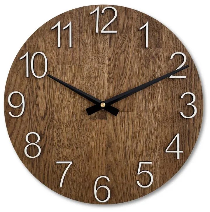 Minimalistické nástenné hodiny z dubového dreva I SENTOP MAS016-OSMO-3073-heads-black