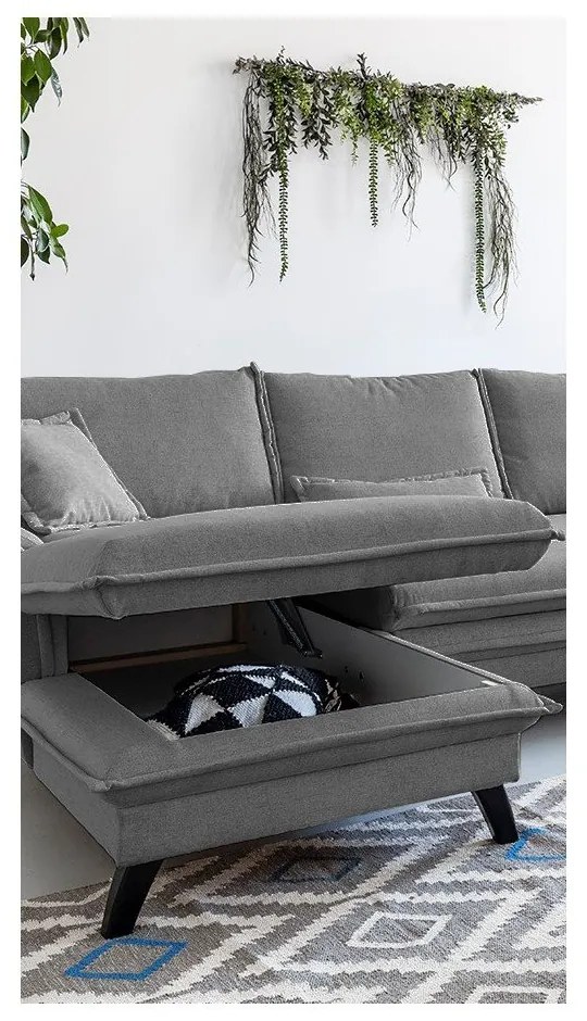 Tmavosivá rozkladacia rohová pohovka Miuform Charming Charlie, ľavý roh