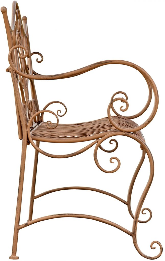 Rustikálna kovová lavička Tar - Hnedá antik