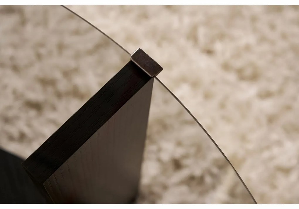 Konferenčný stolík Clara Wood Black s tmavým sklom