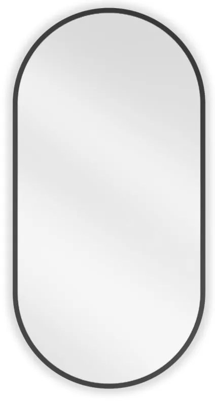 Mexen Loft, oválne kúpeľňové zrkadlo 80 x 40 cm, farba rámu čierna matná, 9851-080-040-000-70